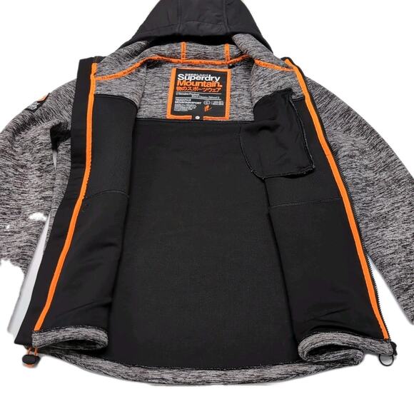 Superdry Mountain Sport Team Fuji Hooded Jacket Mens XL Gray Black Zip Pockets - Picture 5 of 16